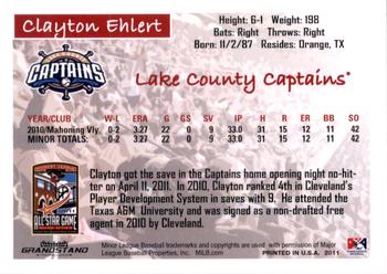 2011 Grandstand Midwest League All-Stars East Division #NNO Clayton Ehlert Back