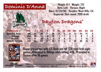 2011 Grandstand Midwest League All-Stars East Division #NNO Dominic D'Anna Back