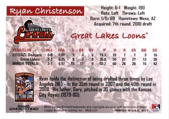2011 Grandstand Midwest League All-Stars East Division #NNO Ryan Christenson Back
