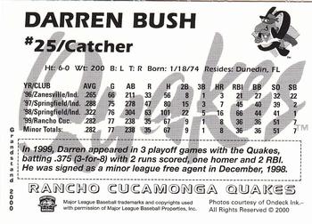 2000 Grandstand Rancho Cucamonga Quakes #4 Darren Bush Back