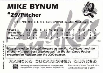 2000 Grandstand Rancho Cucamonga Quakes #5 Mike Bynum Back