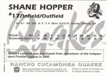 2000 Grandstand Rancho Cucamonga Quakes #13 Shane Hopper Back