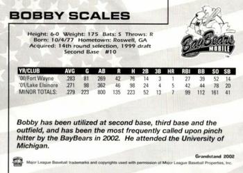 2002 Grandstand Mobile BayBears #11 Bobby Scales Back