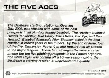 2002 Grandstand Mobile BayBears #15 The Five Aces (Dennis Tankersley / Jake Peavy / Chris Rojas / Eric Cyr / Ben Howard) Back