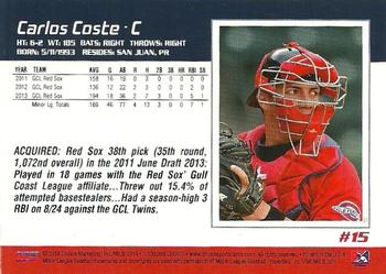 2014 Choice Greenville Drive #15 Carlos Coste Back