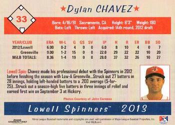 2013 Grandstand Lowell Spinners #NNO Dylan Chavez Back