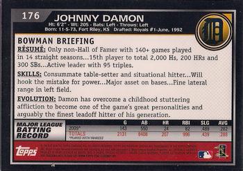 2010 Bowman Chrome #176 Johnny Damon  Back