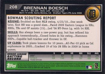 2010 Bowman Chrome #208 Brennan Boesch  Back