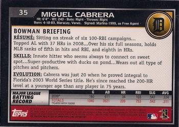 2010 Bowman Chrome #35 Miguel Cabrera  Back