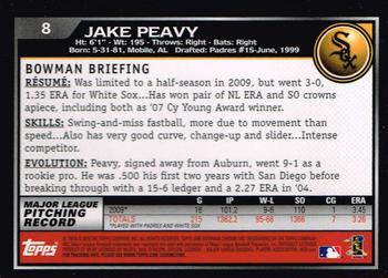 2010 Bowman Chrome #8 Jake Peavy  Back