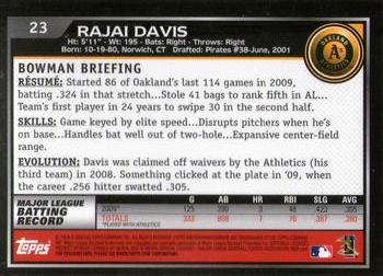 2010 Bowman Chrome #23 Rajai Davis  Back