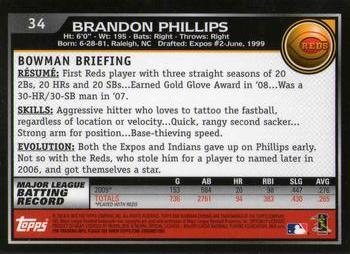 2010 Bowman Chrome #34 Brandon Phillips  Back
