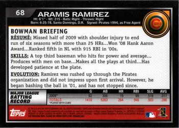 2010 Bowman Chrome #68 Aramis Ramirez  Back