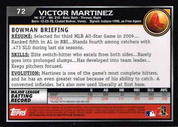 2010 Bowman Chrome #72 Victor Martinez  Back