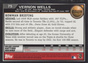 2010 Bowman Chrome #75 Vernon Wells  Back