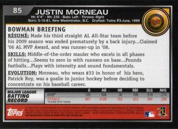 2010 Bowman Chrome #85 Justin Morneau  Back
