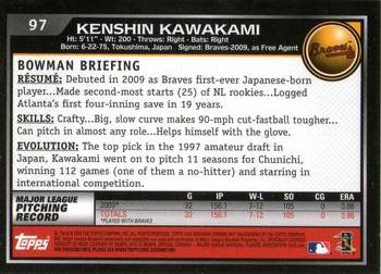 2010 Bowman Chrome #97 Kenshin Kawakami  Back