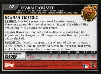 2010 Bowman Chrome #102 Ryan Doumit  Back