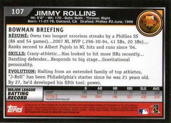 2010 Bowman Chrome #107 Jimmy Rollins  Back
