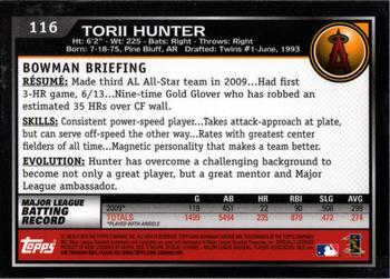2010 Bowman Chrome #116 Torii Hunter  Back