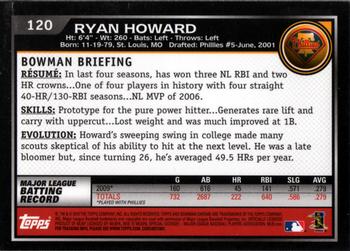 2010 Bowman Chrome #120 Ryan Howard  Back
