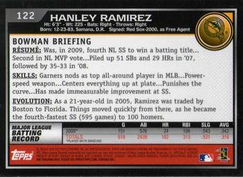 2010 Bowman Chrome #122 Hanley Ramirez  Back
