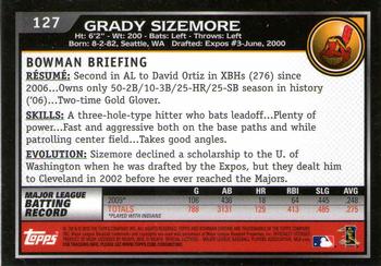 2010 Bowman Chrome #127 Grady Sizemore  Back