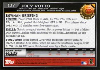 2010 Bowman Chrome #137 Joey Votto  Back