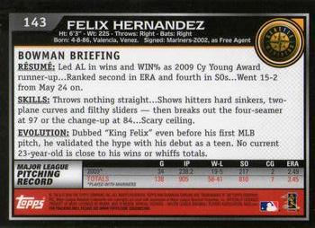 2010 Bowman Chrome #143 Felix Hernandez  Back