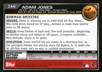2010 Bowman Chrome #144 Adam Jones  Back