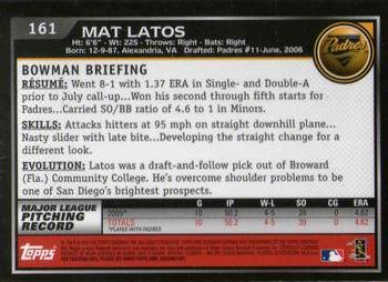 2010 Bowman Chrome #161 Mat Latos  Back