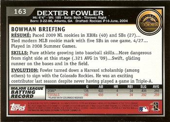 2010 Bowman Chrome #163 Dexter Fowler  Back