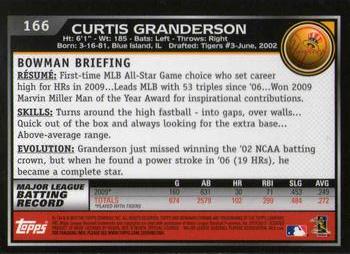 2010 Bowman Chrome #166 Curtis Granderson  Back