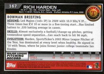 2010 Bowman Chrome #167 Rich Harden  Back