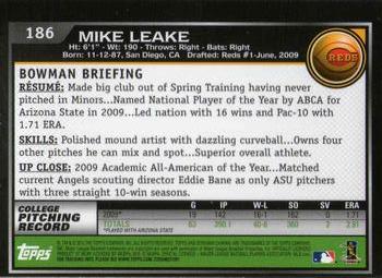 2010 Bowman Chrome #186 Mike Leake  Back