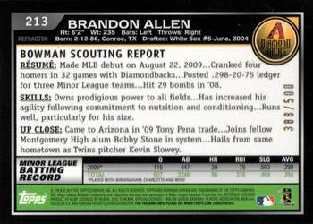 2010 Bowman Chrome #213 Brandon Allen  Back