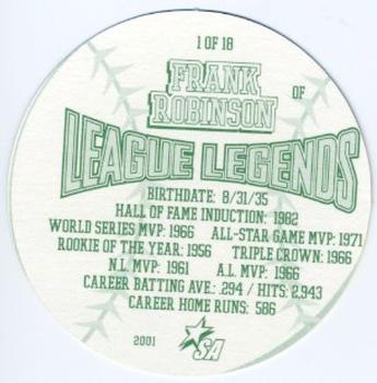 2001 King B League Legends Discs #1 Frank Robinson Back