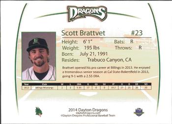 2014 Dayton Dragons Team Issue #4 Scott Brattvet Back