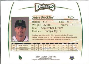 2014 Dayton Dragons Team Issue #5 Sean Buckley Back