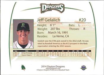 2014 Dayton Dragons Team Issue #15 Jeff Gelalich Back