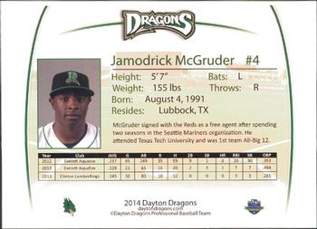 2014 Dayton Dragons Team Issue #19 Jamodrick McGruder Back