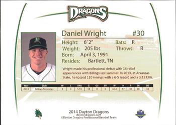 2014 Dayton Dragons Team Issue #29 Daniel Wright Back