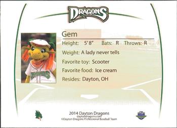 2014 Dayton Dragons Team Issue #30 Gem Back