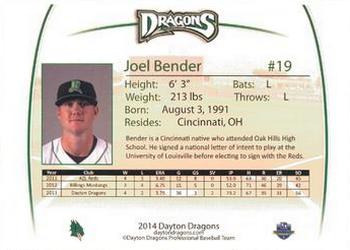 2014 Dayton Dragons Team Issue #2 Joel Bender Back