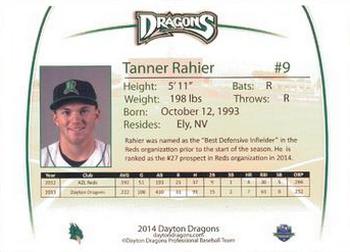 2014 Dayton Dragons Team Issue #23 Tanner Rahier Back