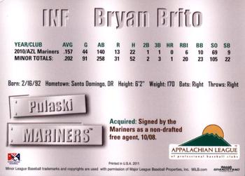 2011 Grandstand Appalachian League Top Prospects #NNO Bryan Brito Back
