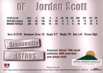 2011 Grandstand Appalachian League Top Prospects #NNO Jordan Scott Back