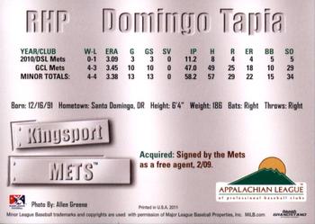 2011 Grandstand Appalachian League Top Prospects #NNO Domingo Tapia Back
