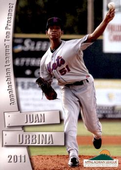 2011 Grandstand Appalachian League Top Prospects #NNO Juan Urbina Front