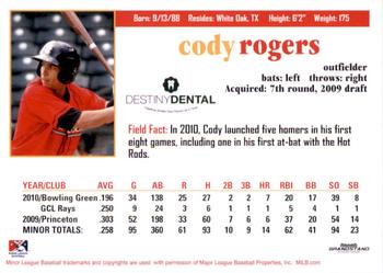 2011 Grandstand Bowling Green Hot Rods #NNO Cody Rogers Back